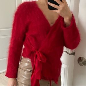 Red mohair cardigan